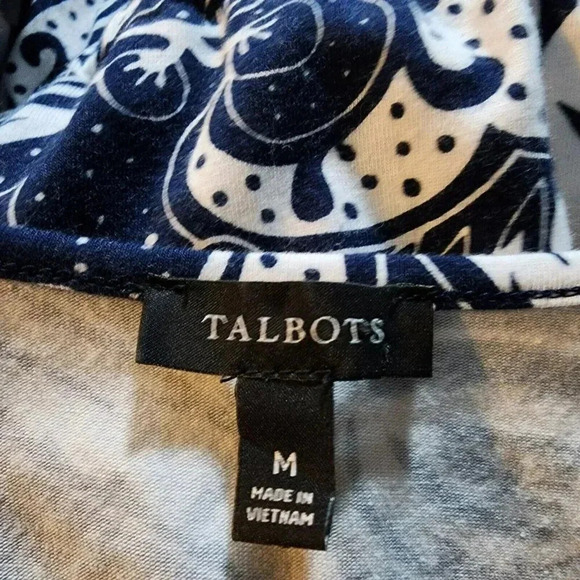 Talbots Navy and White Floral Print Keyhole Neck Sleeveless Maxi Dress Size M - Picture 3 of 9